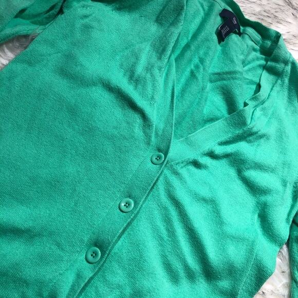 Gap Outlet solid green long sleeve button up cardigan sweater xs 100% cotton - Picture 5 of 6
